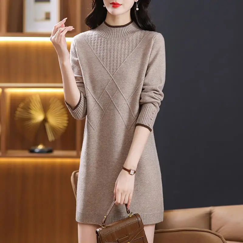 Women’s long-sleeve turtleneck knit sweater