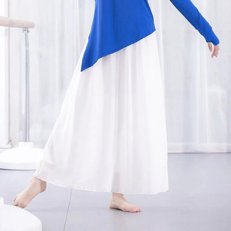 Trendy comfortable elastic-band chiffon pants