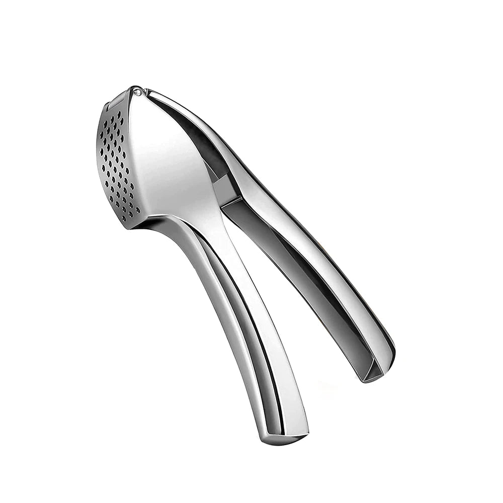 Kitchen garlic press with comfortable handle