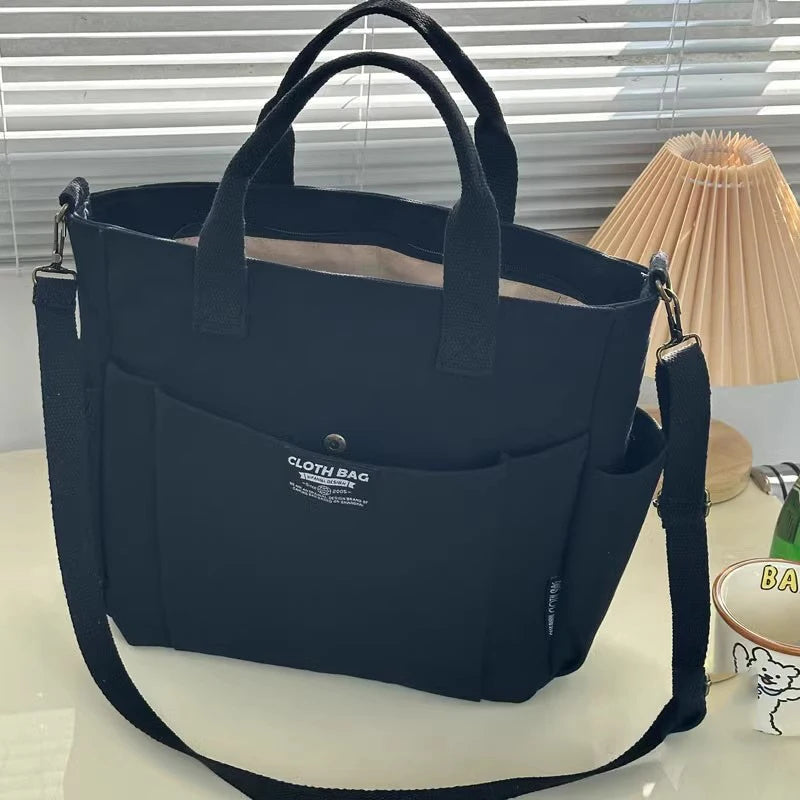 Urban Canvas Tote – Large Capacity Shoulder Bag for Students