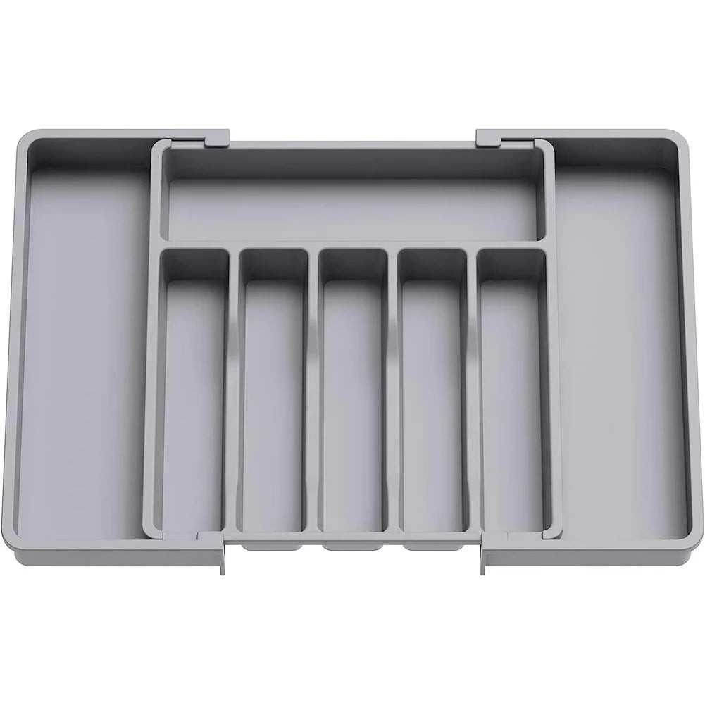8-grid adjustable plastic drawer organizer for kitchen utensils