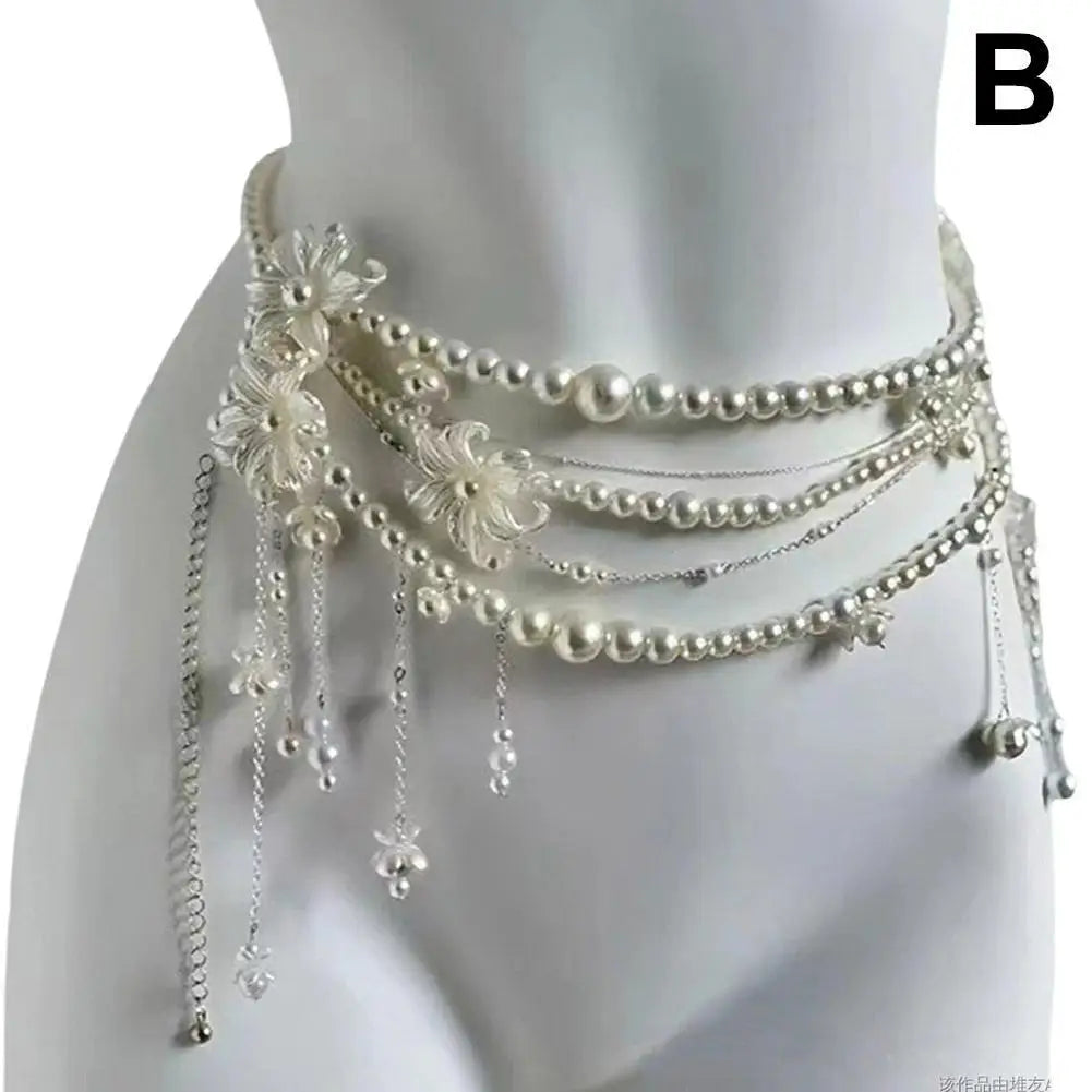 Y2K Pearl Waist Chain β Multilayer Body Jewelry for Women