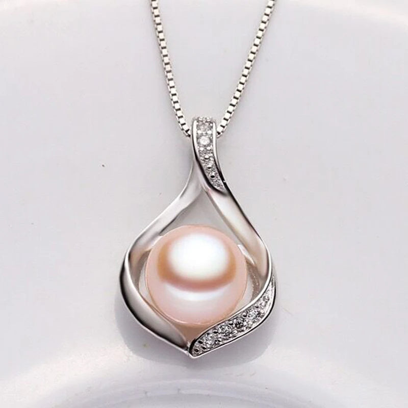 Elegant Pearl Necklace-925 Sterling Silver, Natural Freshwater
