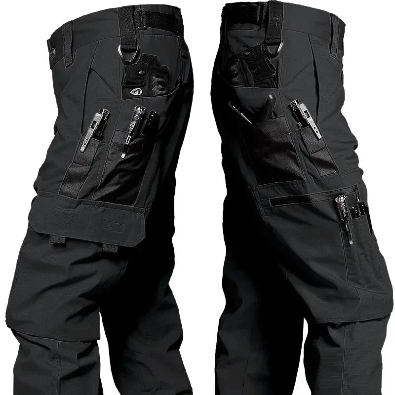 Durable combat trousers with multiple pockets