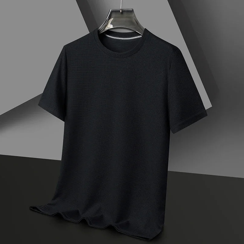 Men’s summer waffle round-neck T-shirt