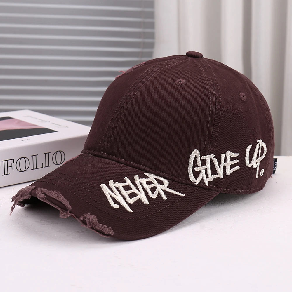 Trendy denim baseball cap with embroidered letters