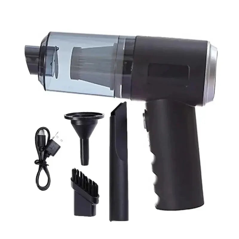 Compact handheld vacuum with suction, blow, and brush functions