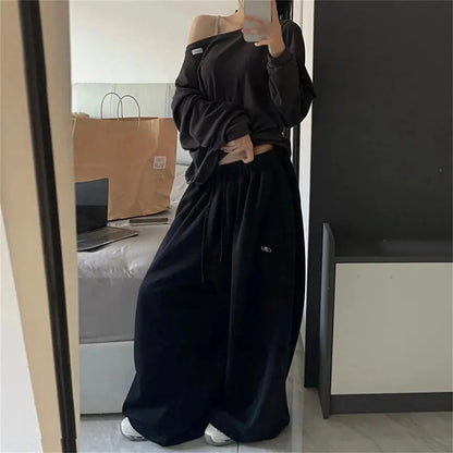 Oversize Women Grey Black Sweatpants