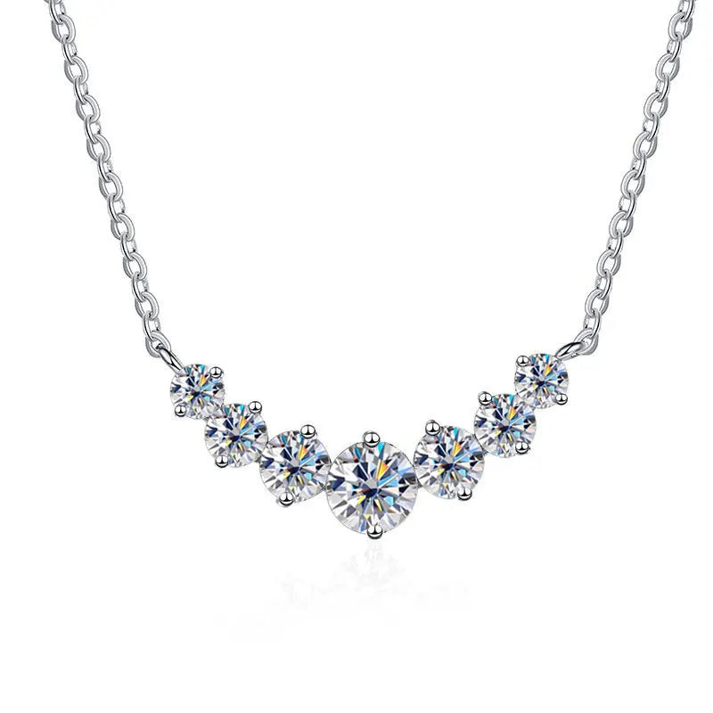Moissanite Necklace – 925 Sterling Silver, 18K White Gold Plated