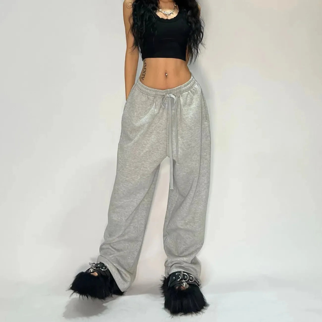 Oversize Women Grey Black Sweatpants