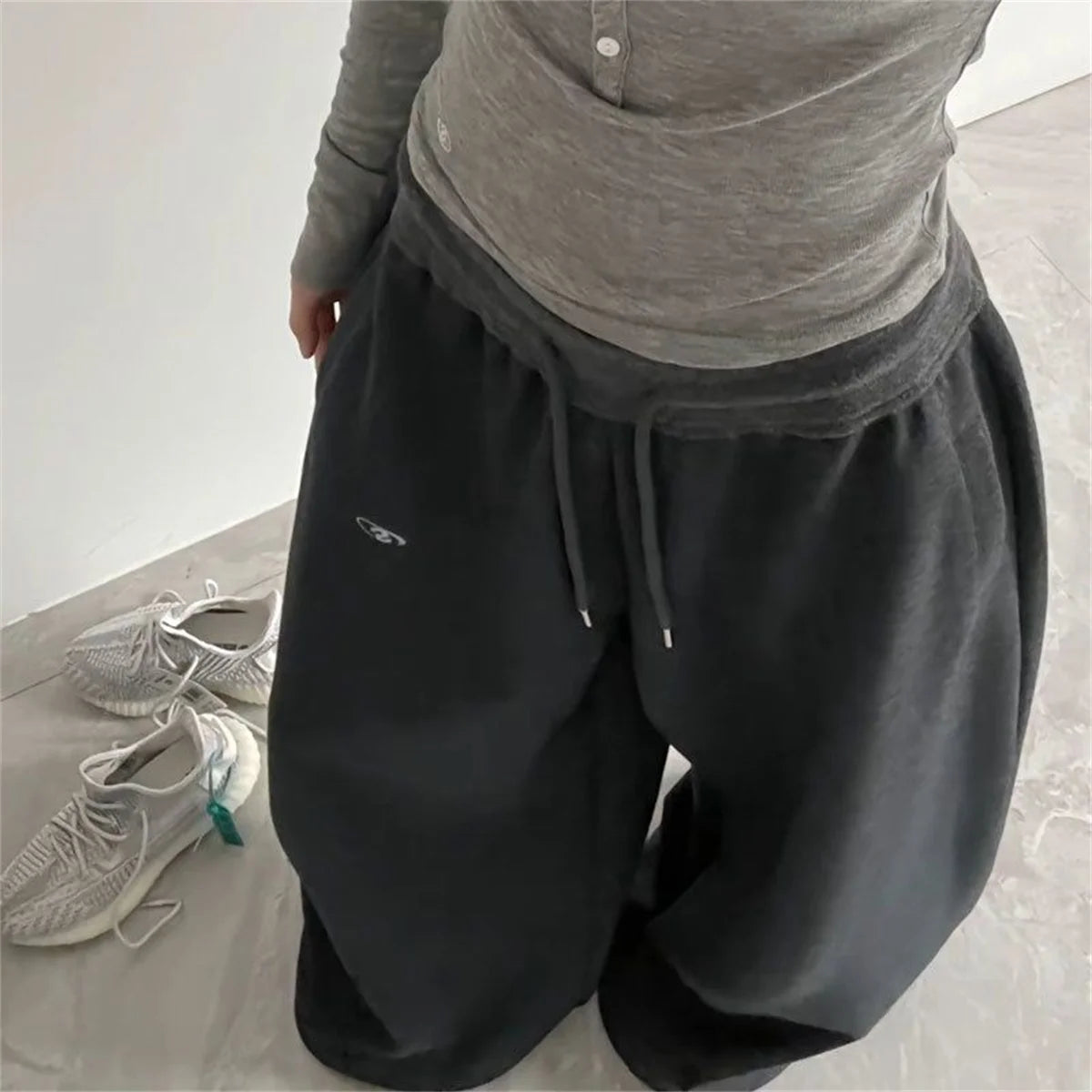 Oversize Women Grey Black Sweatpants