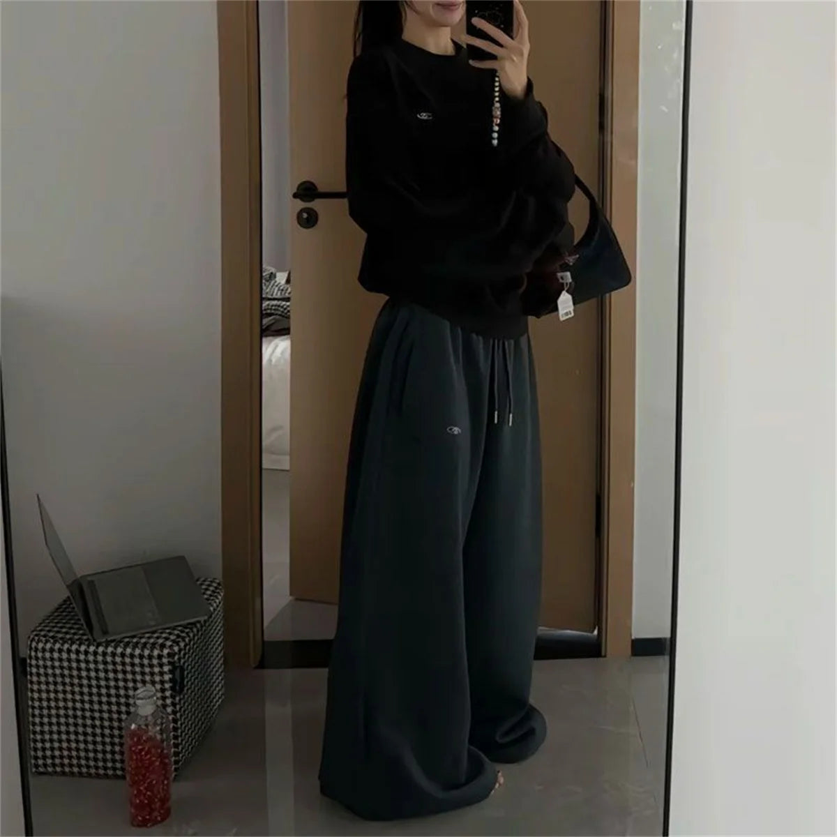 Oversize Women Grey Black Sweatpants