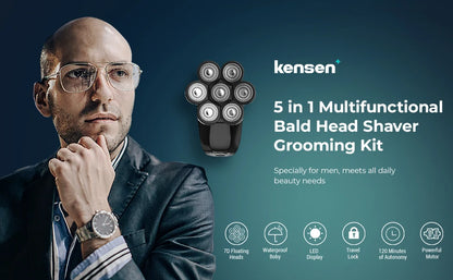 5-in-1 electric shaver with 7D floating head—smooth and easy