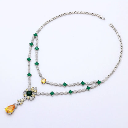 Luxury CZ Crystal Necklace 4PC Set – Women’s Party & Wedding Jewelry