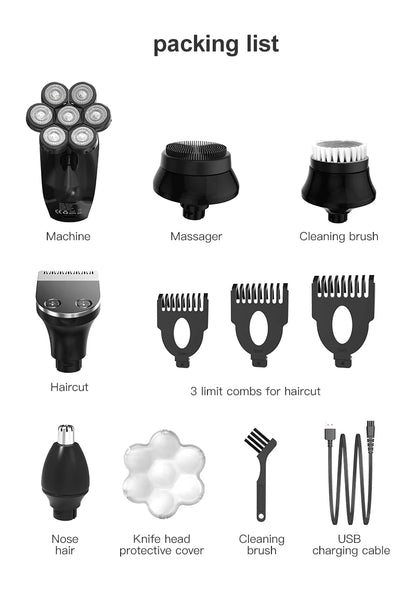 5-in-1 electric shaver with 7D floating head—smooth and easy