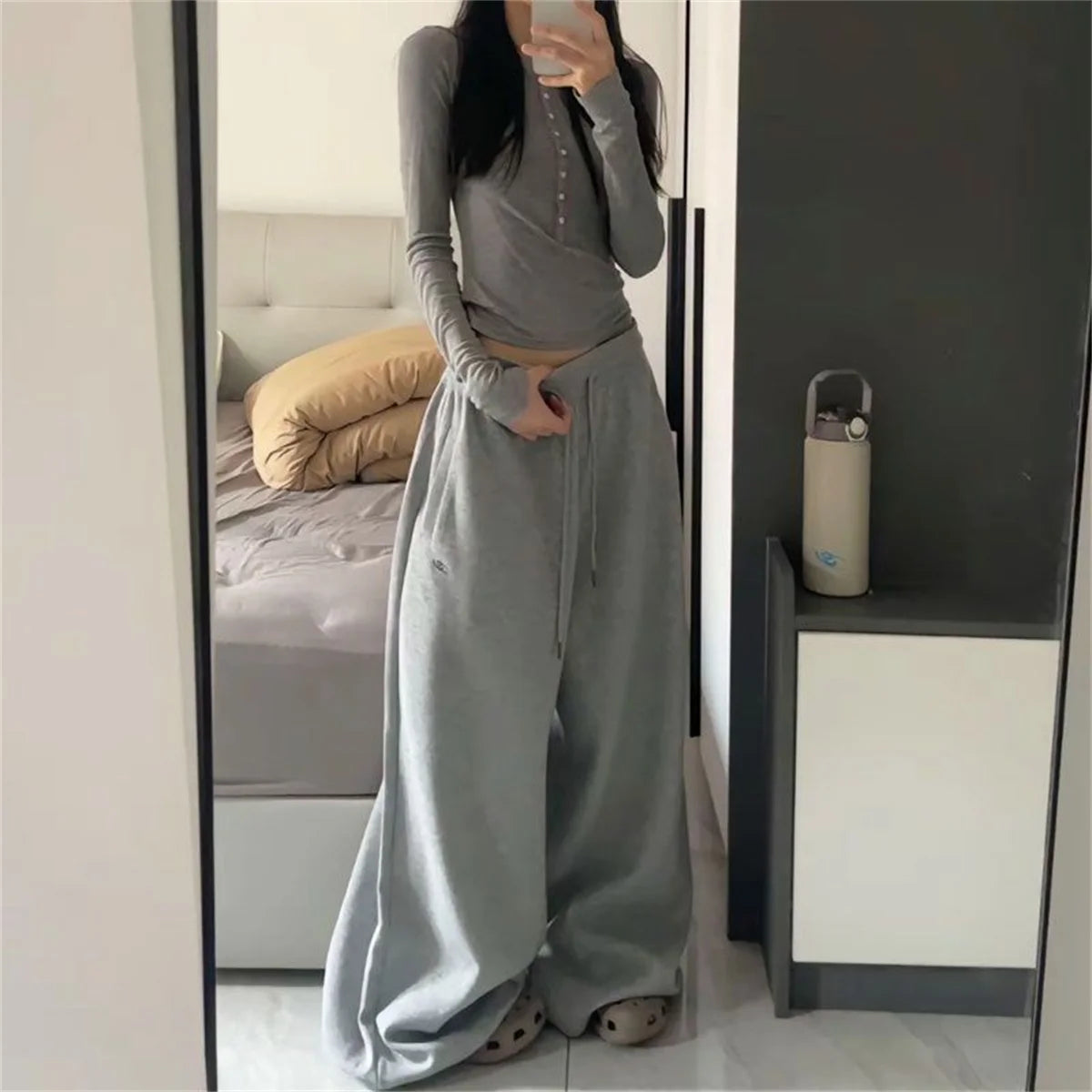 Oversize Women Grey Black Sweatpants