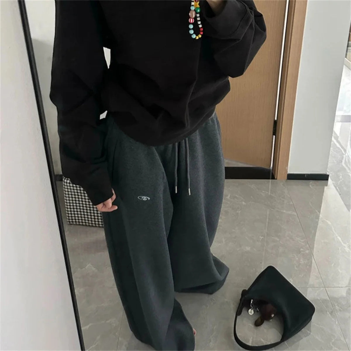 Oversize Women Grey Black Sweatpants