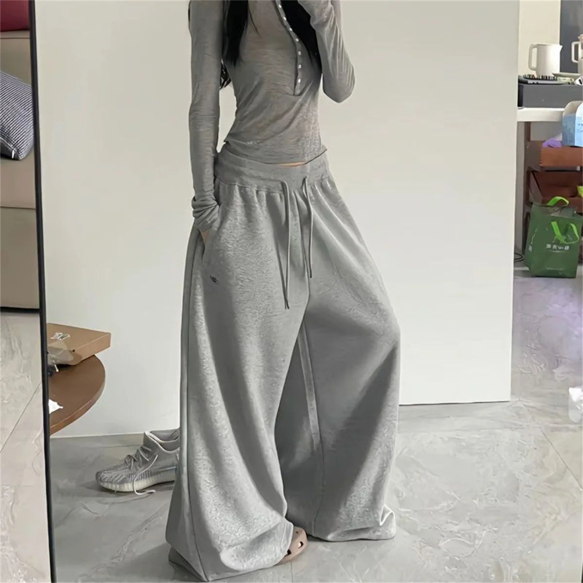 Oversize Women Grey Black Sweatpants