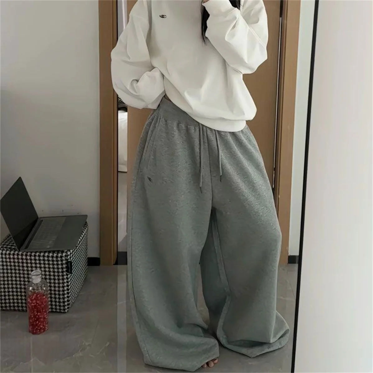 Oversize Women Grey Black Sweatpants