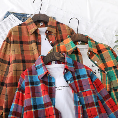 Women’s loose plaid shirt long-sleeve casual checked blouse