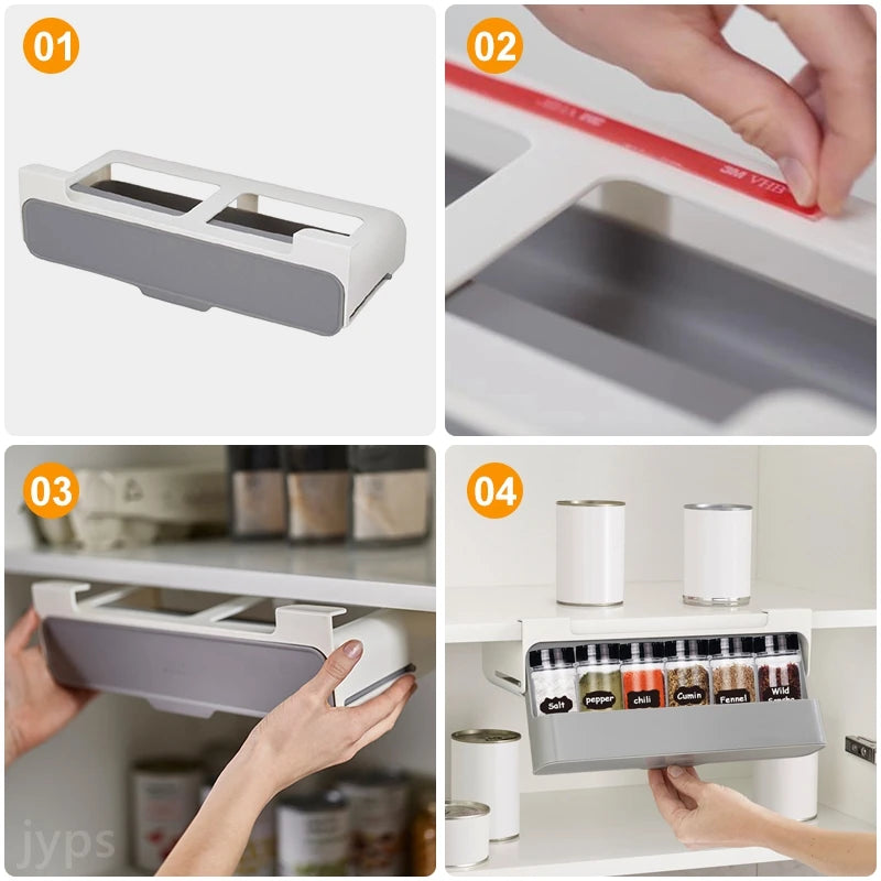 Space-saving spice storage rack for kitchen