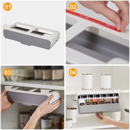 Space-saving spice storage rack for kitchen