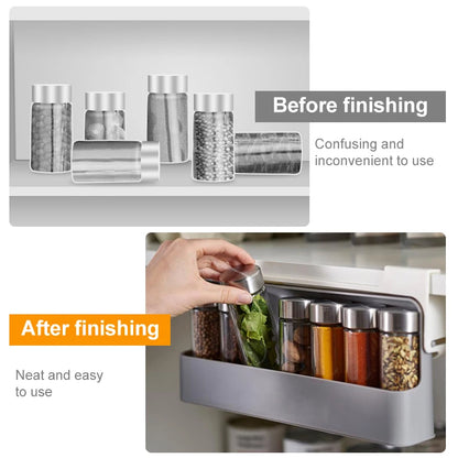 Space-saving spice storage rack for kitchen