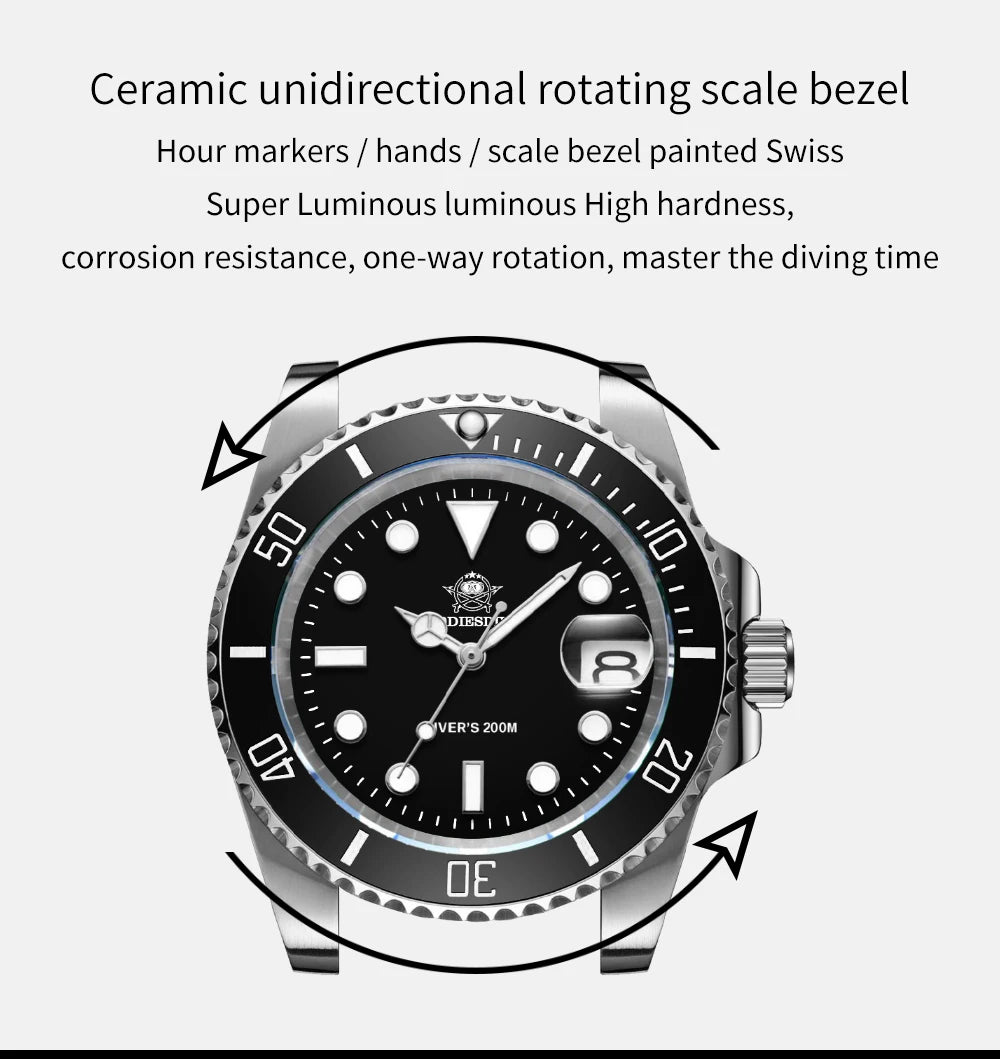 Waterproof stainless-steel men's quartz watch
