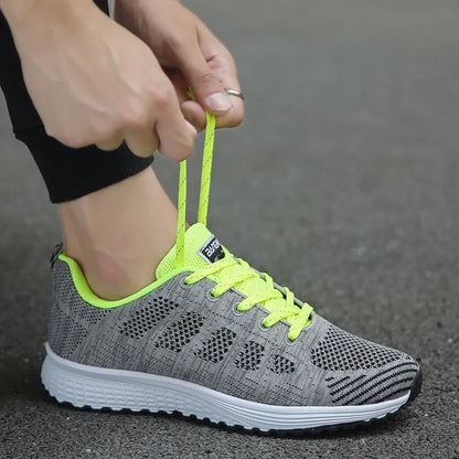 Women’s White Mesh Casual Sneakers – Breathable Flat Walking Shoes (2024)