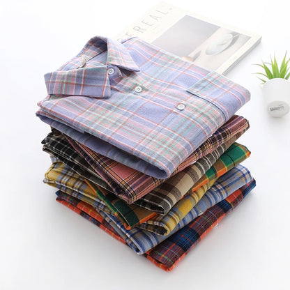 Women’s loose plaid shirt long-sleeve casual checked blouse