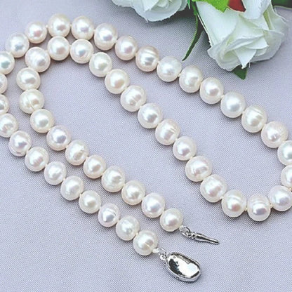 Freshwater Pearl Necklace – 9-10mm, 925 Sterling Silver