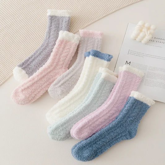4 Pairs Women’s Fuzzy Socks – Warm, Thick & Soft