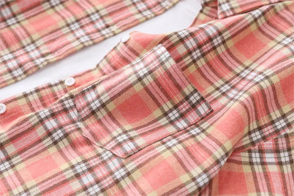 Women’s loose plaid shirt long-sleeve casual checked blouse