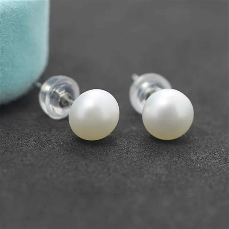 Freshwater Pearl Stud Earrings – 925 Sterling Silver