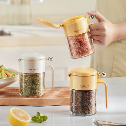 Durable glass seasoning containers with airtight lids for freshness