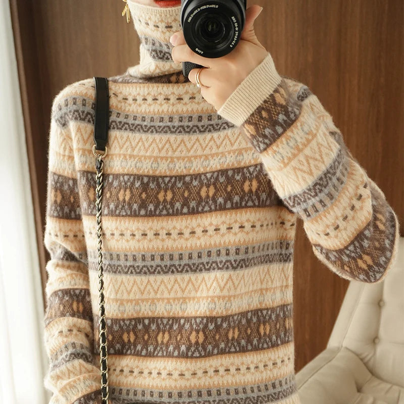 Women’s 100% wool cashmere high-neck sweater