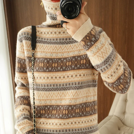 Women’s 100% wool cashmere high-neck sweater