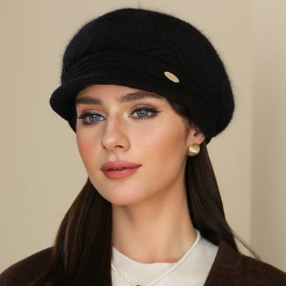 Rabbit Fur Blend Beanie – Casual Streetwear Winter Cap