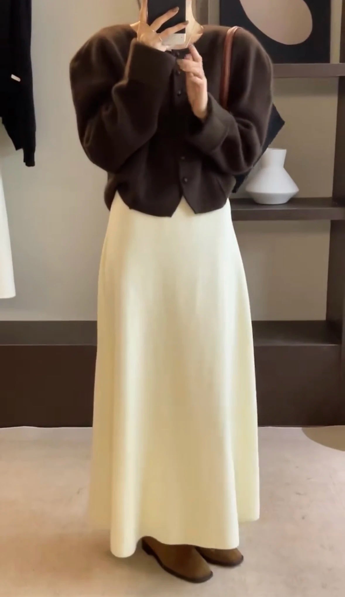 Women’s Korean-style pure wool swing skirt