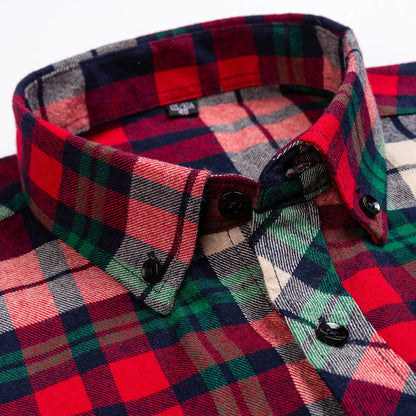 Big-size 8XL flannel shirt, soft 100% cotton, classic plaid