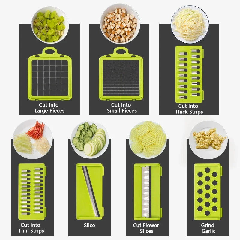 14/16-in-1 multifunctional veggie chopper and slicer