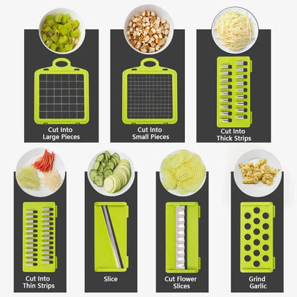 14/16-in-1 multifunctional veggie chopper and slicer