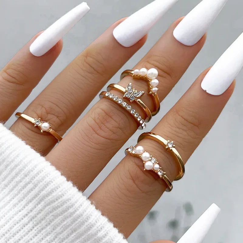 Chic Geometric Ring Set – 11PCS Trendy Party Jewelry