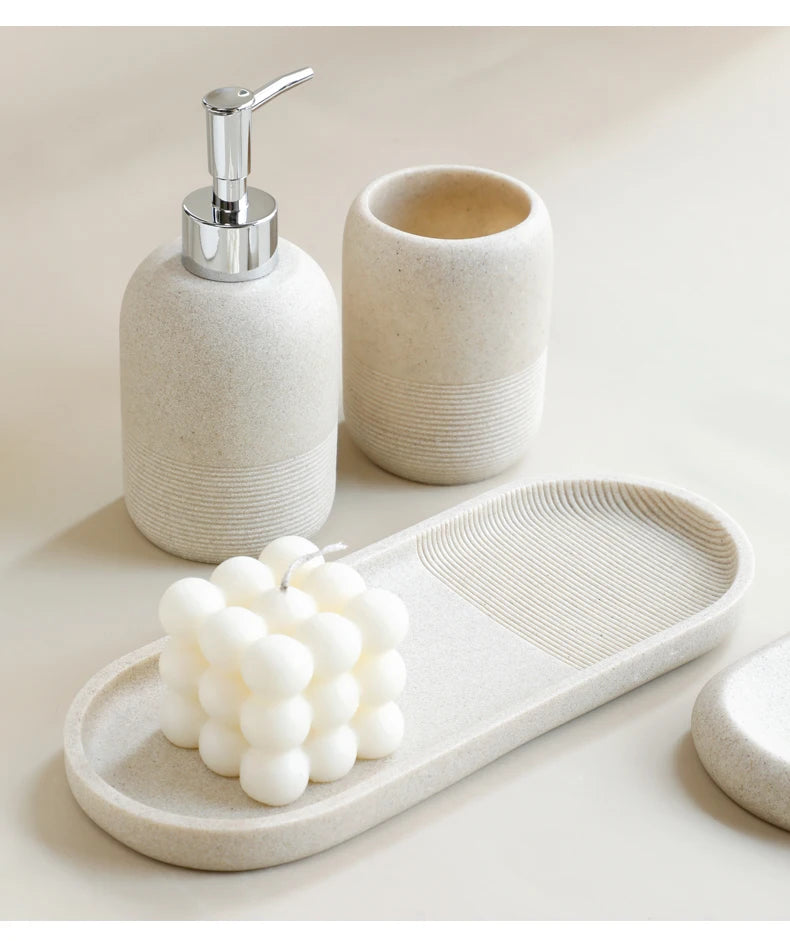 Functional 5-piece set for modern bathroom organization