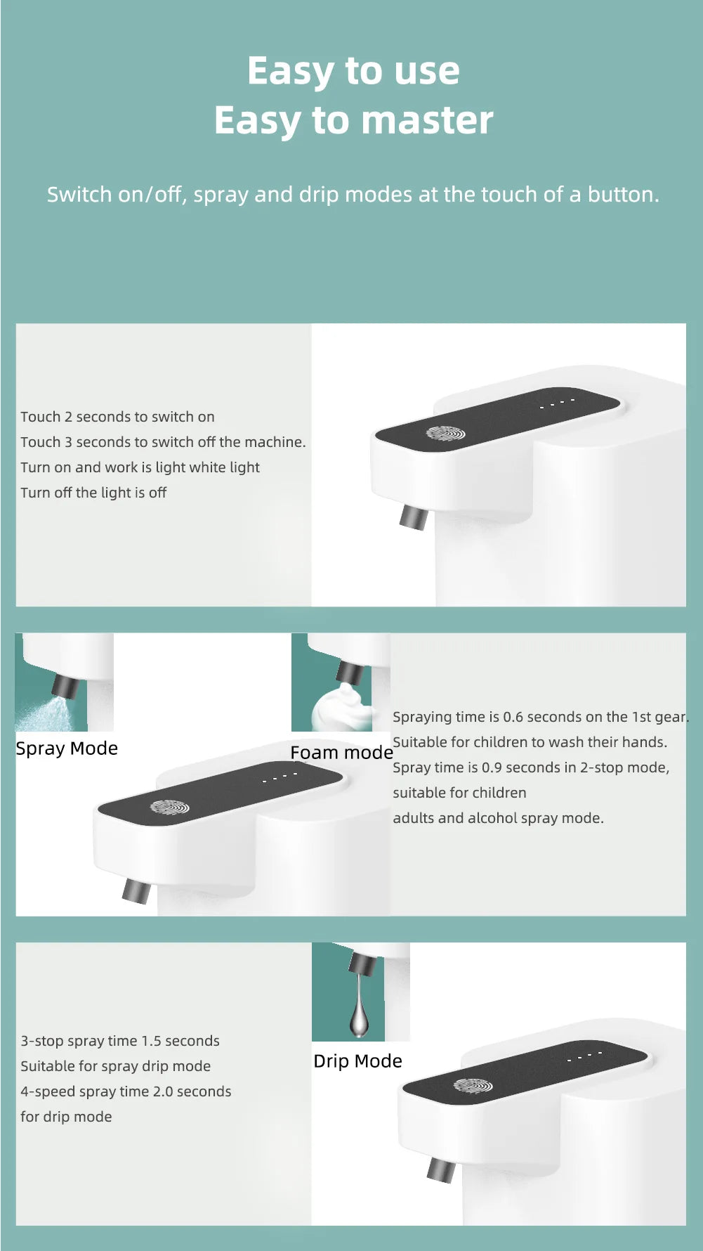 Rechargeable touch-free hand soap dispenser for clean, easy use
