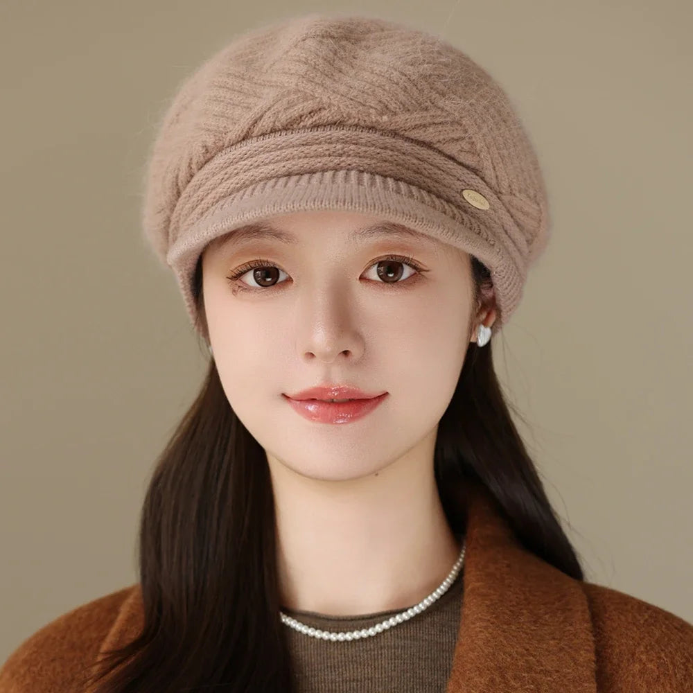 Rabbit Fur Blend Beanie – Casual Streetwear Winter Cap