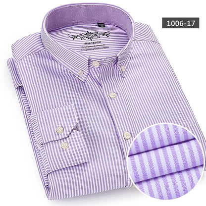 Men’s 100% cotton plaid shirt, stylish slim design for office or casual