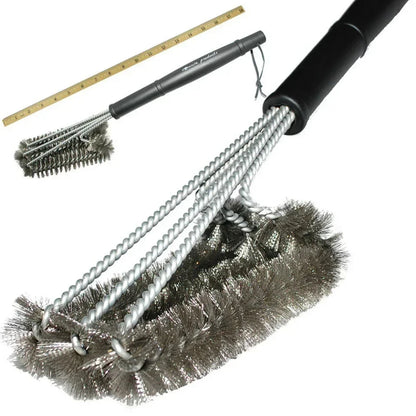 BBQ grill cleaning brush with stainless steel bristles