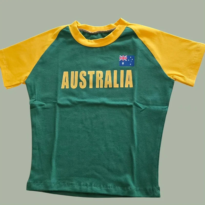 Fashionable retro Brazil print streetwear crop top