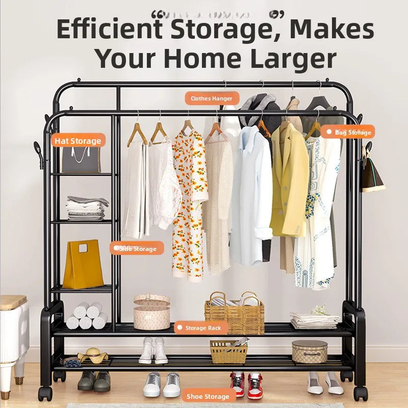 Freestanding clothes organizer for easy drying and hanging clothes